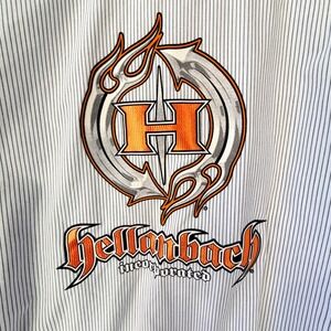 Hellanbach RED KAP 5XL Men BIKER SS Button Up Orange 3D Workwear Shirt Pinstripe